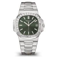 Patek Philippe 5711/1300A Nautilus Olive Green Dial Diamond Bezel Stainless Steel Watch | NY 🇺🇸