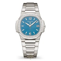Patek Philippe 7010/1G-013 Nautilus Blue Dial 18k White Gold Diamond Bezel Ladies Watch | NY 🇺🇸
