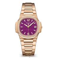 Patek Philippe 7010/1R-013 Nautilus Purple Dial 18k Rose Gold Diamond Bezel Ladies Watch | NY 🇺🇸