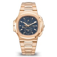 Patek Philippe 5990/1R-001 Nautilus Travel Time Chronograph 18k Rose gold Watch | NY 🇺🇸