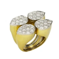 David Webb QUADRANT 18K Yellow Gold & Diamond PEAR RING | Naples, FL 🇺🇸