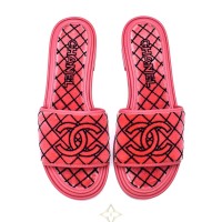CHANEL Pink & Black Velvet CC Sandals / 40 SA2391 | Istanbul 🇹🇷