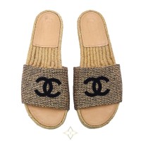 CHANEL Beige&Gold Shiny Knitted CC Sandals / 40 SA2390 | Istanbul 🇹🇷