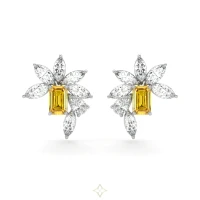 Emerald Cut Yellow Diamond and Marquis Diamond High Jewellery Earrings | Appenzell 🇨🇭