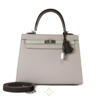Hermès Kelly 25 Epsom Gris Pale / Vert Fizz / Graphite Palladium for Sale | Berlin 🇩🇪