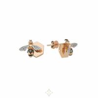 Bee Goddess 14k Honeycomb Earrings .16ct diamonds | GA 🇺🇸