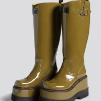 R13 PATCH ENGINEER BOOT Patent Olive | NY 🇺🇸