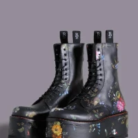 DOUBLE STACK BOOT Black Floral | NY 🇺🇸