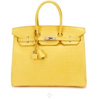 Hermès Jaune Poussin Matte Porosus Crocodile Birkin 35 | Singapore 🇸🇬
