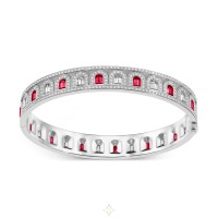 L'Arc Deco Bangle in Platinum with DAVIDOR Arch Cut Diamonds DAVIDOR Arch Cut Rubies and Brilliant Diamonds | Paris 🇫🇷