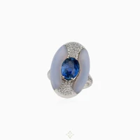 18K White Gold, Sapphire and Diamond Ring | Lahore 🇵🇰