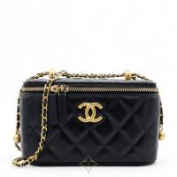 CHANEL  Lambskin Quilted Small Pearl Crush Vanity Case With Chain Black | Melbourne, VIC 🇦🇺