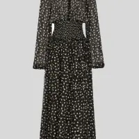 DOLCE & GABBANA CHIFFON MIDI DRESS WITH SMOCK STITCHING AND MICRO-POLKA DOT PRINT | Nedlands, WA 🇦🇺