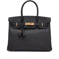 Hermès Black Ostrich Birkin 30 Rose Gold Hardware, 2021 | Paris 🇫🇷