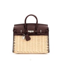 Hermès Limited Edition Rouge Swift and Osier Wicker Picnic Birkin 25 Palladium Hardware, 2022 | Paris 🇫🇷