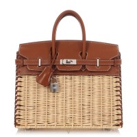 Hermès Naturel Wicker and Fauve Barenia Picnic Birkin 25 Palladium Hardware, 2022 | Paris 🇫🇷