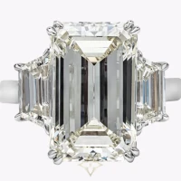 GIA Certified 8.96 Carats Emerald Cut Diamond Three-Stone Engagement Ring in Platinum | New York 🇺🇸