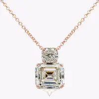 GIA Certified 7.81 Carats Emerald Cut Diamond Pendant Necklace in Rose Gold | New York 🇺🇸
