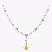 2.79 Carats Pear Shape Yellow Diamond Drop Pendant Necklace in Platinum | New York 🇺🇸
