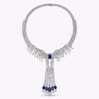 119.30 Carat Total Important Sapphire & Mixed-Cut Diamond Drop Necklace in White Gold | New York 🇺🇸