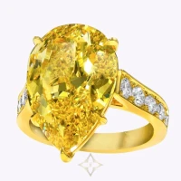 GIA Certified 10.06 Carats Pear Shape Yellow Diamond Engagement Ring in Yellow Gold | New York 🇺🇸