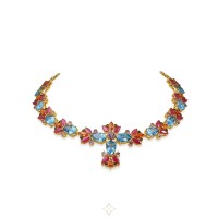 Zahra Signature Necklace 21K Yellow Gold & Gemstones | Dubai 🇦🇪