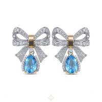 Eterna Celeste Earrings 18K YG, Blue Topaz & Diamonds | Dubai 🇦🇪
