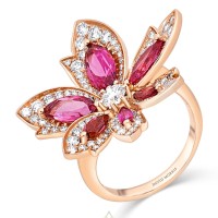 DAVID MORRIS Rose Gold, Diamond and Rubellite Palm Ring | London 🇬🇧