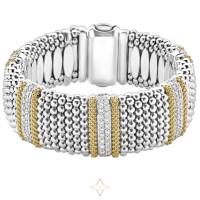 Five Station Diamond Caviar Bracelet 23mm | PA 🇺🇸