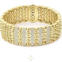 Five Station 18K Gold Diamond Bracelet 20mm | PA 🇺🇸