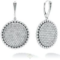 Large Caviar Circle Diamond Drop Earrings | PA 🇺🇸