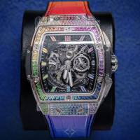 HUBLOT SPIRIT OF BIG BANG TITANIUM FACTORY GEM SET RAINBOW [641.NX.0117.LR.0999] | Atlanta, GA 🇺🇸