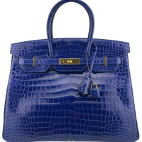 Hermès Blue Electric Shiny Porosus Crocodile Birkin 35 Gold Hardware, 2012 | Singapore 🇸🇬