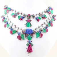 Diamond and Carved Natural Fine Gemstone Necklace | London 🇬🇧