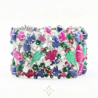 Diamond and Carved Natural Fine Gemstone Bracelet | London 🇬🇧