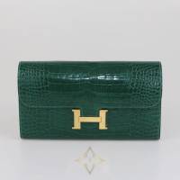 HERMES VERT EMERAUDE SHINE MISSISSIPPI ALLIGATOR LONG CONSTANCE WALLET | Dubai 🇦🇪