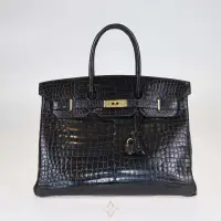 HERMES BLACK SHINE CROCODILE GOLD HARDWARE BIRKIN 35 BAG | Dubai 🇦🇪