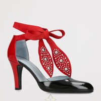 VALENTINO GARAVANI Red FolieFoliage Dorsay Heeled Sandals 85 | London 🇬🇧