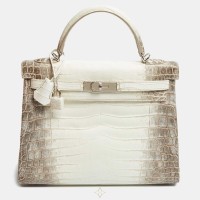 Hermes Blanc Crocodile Niloticus Himalaya Palladium Finish Kelly Retourne 32 Bag | Dubai 🇦🇪