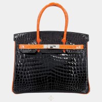 Hermes Hermes Orange and Black Niloticus Crocodile Leather Birkin 30 | Dubai 🇦🇪