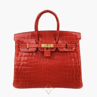 Hermès Birkin 25 Shiny Crocodile Niloticus Geranium GHW | Helsinki 🇫🇮