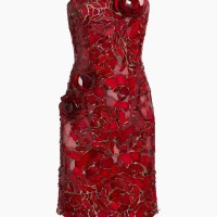 Oscar de la Renta Strapless Mosaic Embroidered Tulle Cocktail Dress | New York 🇺🇸