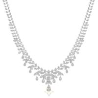 Floral Diamond Statement Necklace in 18K White Gold | Dubai 🇦🇪