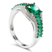 Emerald & 14 Pts Diamond Ring in White Gold | Monterrey 🇲🇽