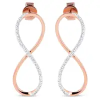 Pink Gold Infinity Earrings With Platinum 14K | Monterrey 🇲🇽