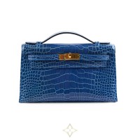 HERMES KELLY POCHETTE SHINY ALLIGATOR 7Q MYKONOS C STAMP | VIC 🇦🇺