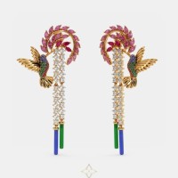 The Hummingbird Drop Earrings in 18K Yellow Gold & Diamonds | New Delhi 🇮🇳