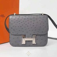 HERMES Mini Constance Gris Agate PHW Ostrich D Stamp | Kowloon 🇭🇰