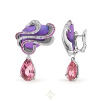 RIVIERE TITANIUM EARRINGS in 18K White Gold, Pink Tourmalines, Sapphires & Diamonds | Paris 🇫🇷