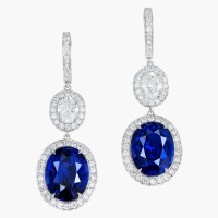 12.05 carat Oval Shape Ceylon Sapphire and Diamond Earrings | Central 🇭🇰